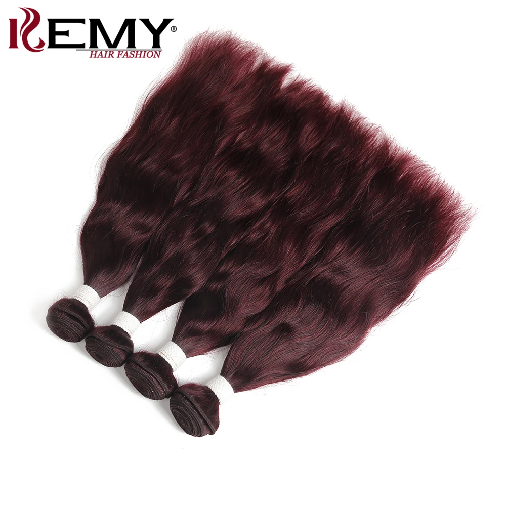 99J/бордовый естественная волна человеческих волос Комплект kemy Hair 2/3/4 шт. бразильские Пряди человеческих волос для наращивания Ombre Человеческие волосы рыжие волосы Bundes