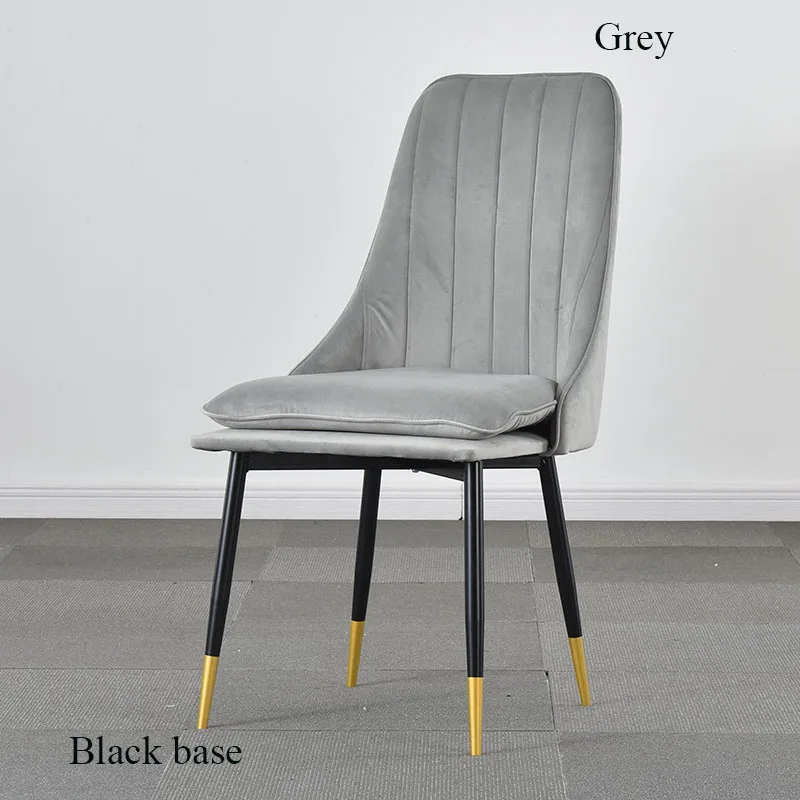 Современный минималистичный обеденный стул губка бархатный стул для ресторанной мебели ресторан современный китайский железный стул деревянный кухонный отдых - Цвет: Black base Grey