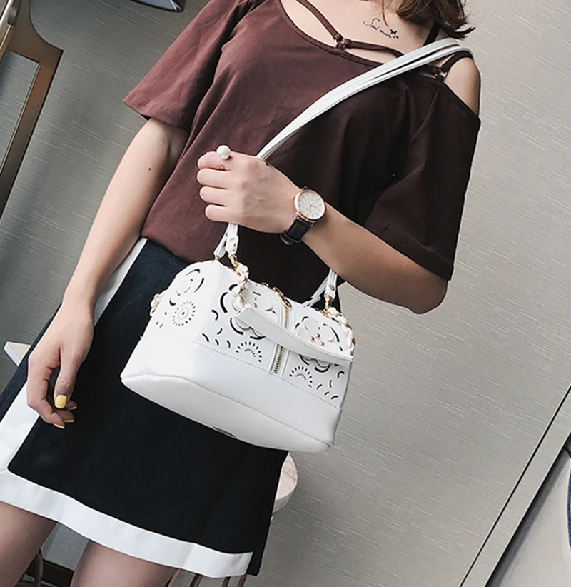 Fashion Women Leather Handbag Hollow Out Female Messenger Crossbody Shoulder Bag Ladies Wild Purse Designer Top-Handle SS7298 (15)