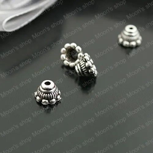 

(26931)Fashion Jewelry Findings,Accessories,Vintage charm,Alloy Antique Silver 7*5MM,Flower Hat&Bead Caps Small petals 100PCS