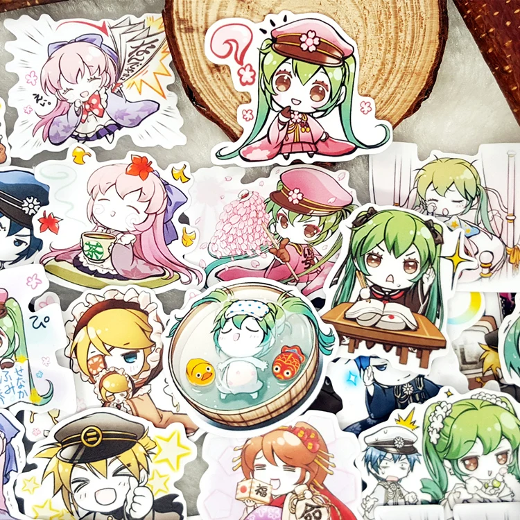 

40pcs/bag Hatsune Miku Emoticon Cartoon album Scrapbook waterproof decoration stickers DIY Handmade Gift Scrapbooking sticker