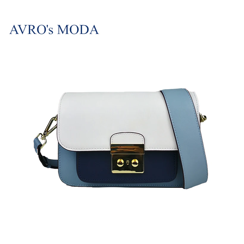 Бренд AVRO MODA, женская сумка из натуральной кожи, роскошные сумки для женщин, дизайнерские сумки через плечо, маленькая сумка-мессенджер - Цвет: Небесно-голубой