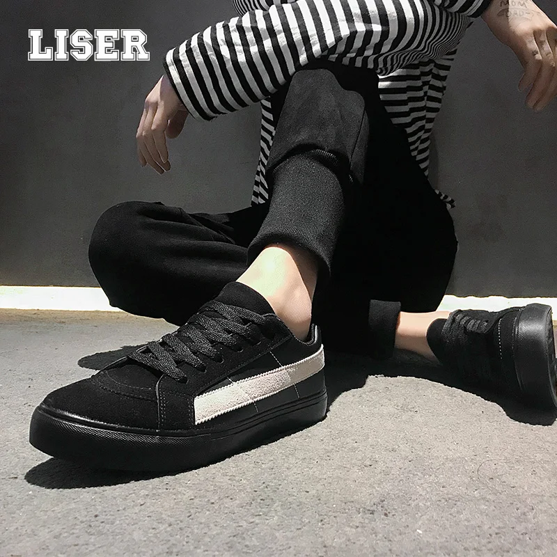

designer sneakers men's faux suede laced up flat trendy vulcanized shoes for young preppy street style casual fall school shoes