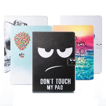 

LUCUBUY 9.7" 2017 DON'T TOUCH MY PAD BALLOON SKULL WHITE CAT PU Leather tablet Tablet Wallet Flip Case for New iPad 2017 9.7"