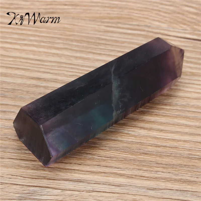 

KiWarm Fengshui 100g Natural Green Purple Fluorite Quartz Crystal Wand Point Healing Home Table Stone Decor Ornament