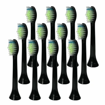 

12pcs Replacement Electric Toothbrushes Heads Soft HX6064 BLACK For Philips Sonicare Diamond Clean ProResult Healthy Clean