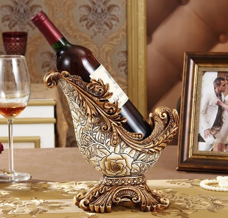 Золото Элегантный один смолы держатель вина на день рождения держатель бутылки вина Свадебная вечеринка с винный шкаф