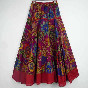 Лидер продаж, многоцветные юбки с принтом в богемном стиле, с этническим принтом, льняные юбки размера плюс - Цвет: color