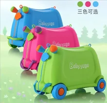 Mode creative casier garçon fille bébé voitures Jouet boîte bagages valise boîte de tige de traction Peut s’asseoir à monter Vérifier boîte enfants de vacances cadeau