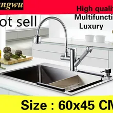 Домашняя Высокая емкость кухонная ручная раковина одинарная мойка овощей многофункциональная 304 нержавеющая сталь 600x450 мм