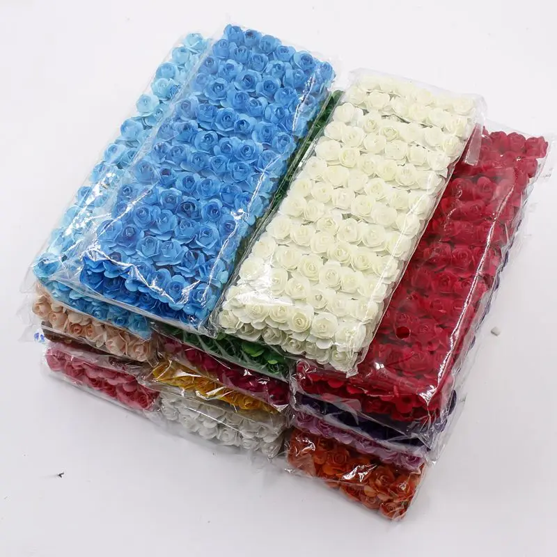 

12pcs Mini Paper Rose Handmake Artificial Flower Bouquet Wedding Decoration DIY Wreath Gift Scrap booking Craft Fake Flower