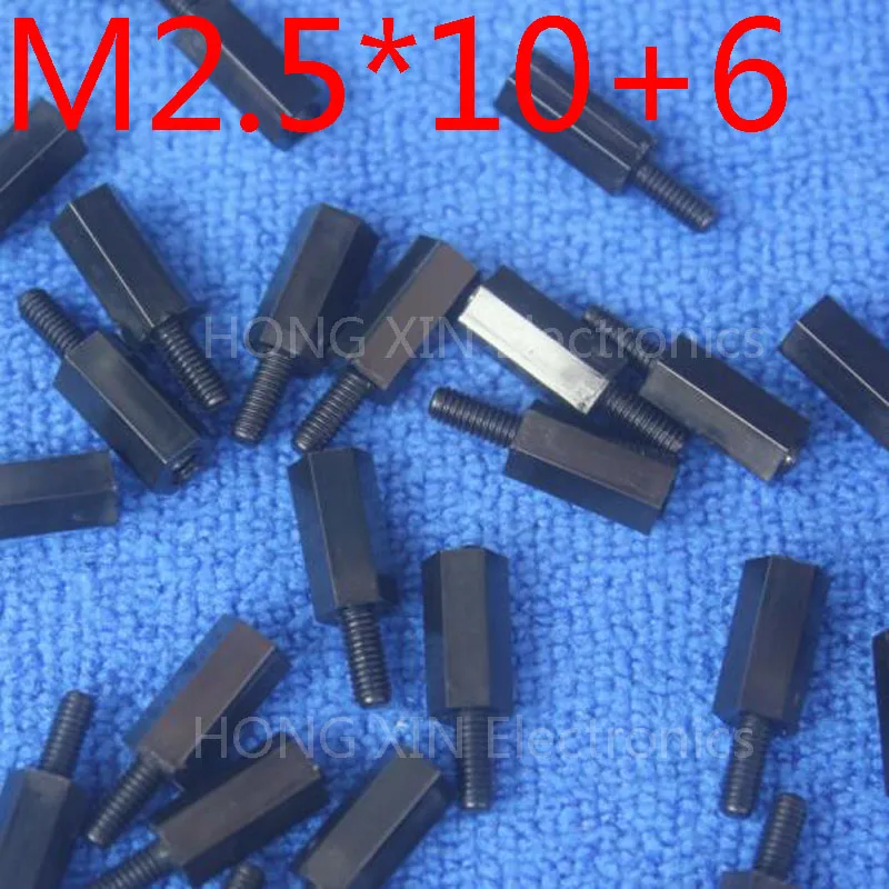 

M2.5*10+6 BLack 100pcs Plastic Standoff nylon Standoff Spacer Standard M2.5 Male-Female 10mm Repair parts High Quality