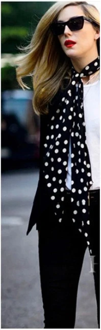 Verlena модный уличный Топ супер шелковый шарф для женщин Винтажный бренд шикарный уличная одежда элегантные узкие длинные черные шарфы - Цвет: Pots 40mm