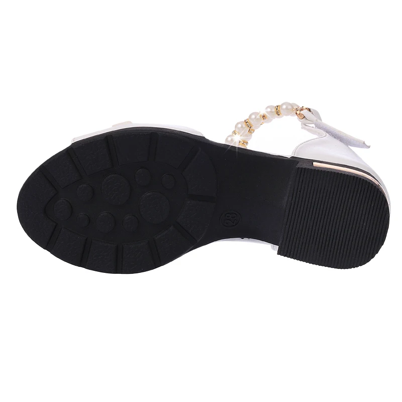 Summer Girls Sandals Children Shoes Rhinestone Princess Dress Shoes Flip Flops With Elastic Band Beach Sandal Size EUR26-36