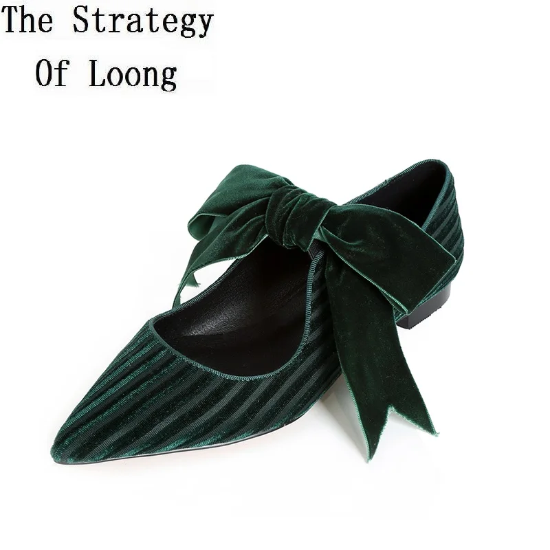 

2019 New Arrival Fashion Spring Summer Pointed Toe Pleuche Sheepskin Inside Butterfly Knot Shoes Lady Genuine Leather Flats 1805