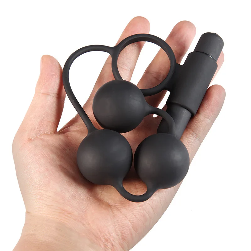 Male Masturbation Toy 3 Solid Pull Beads Anal Plug Lock Ring Vibrator Delayed Ejaculation 10 Frequency Vibration Massage Sex | Красота и