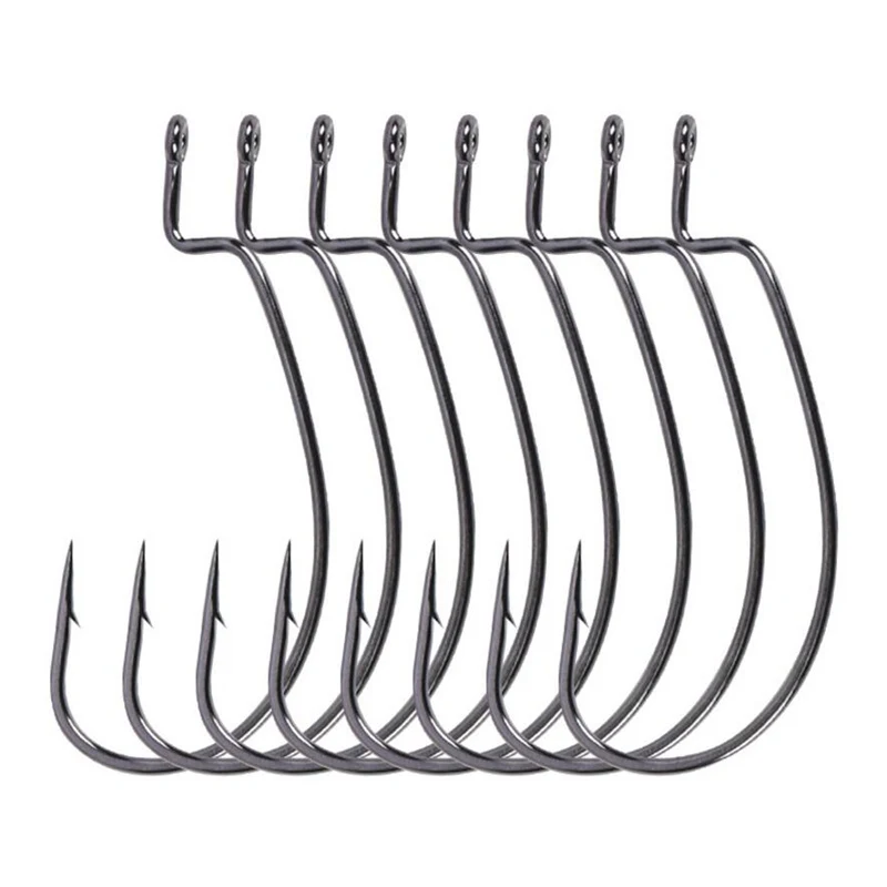 50 Pcs Fishing Soft Hooks For Worms Carbon Steel Fishing Hooks Handles Big Hooks for Legs Handles Barbed Hook for Soft Fishing