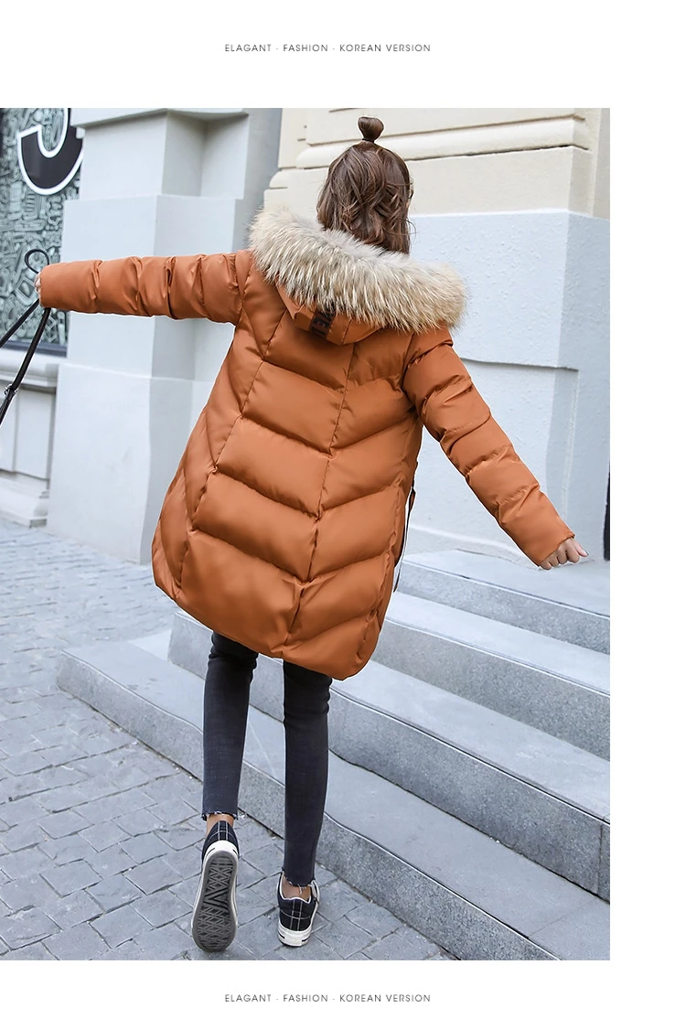 Winter Jacket Women Medium  Long Section Down Cotton Clothing Winter Woman Coats 2018 Big Fur Collar Women's Winter Jacket (22)