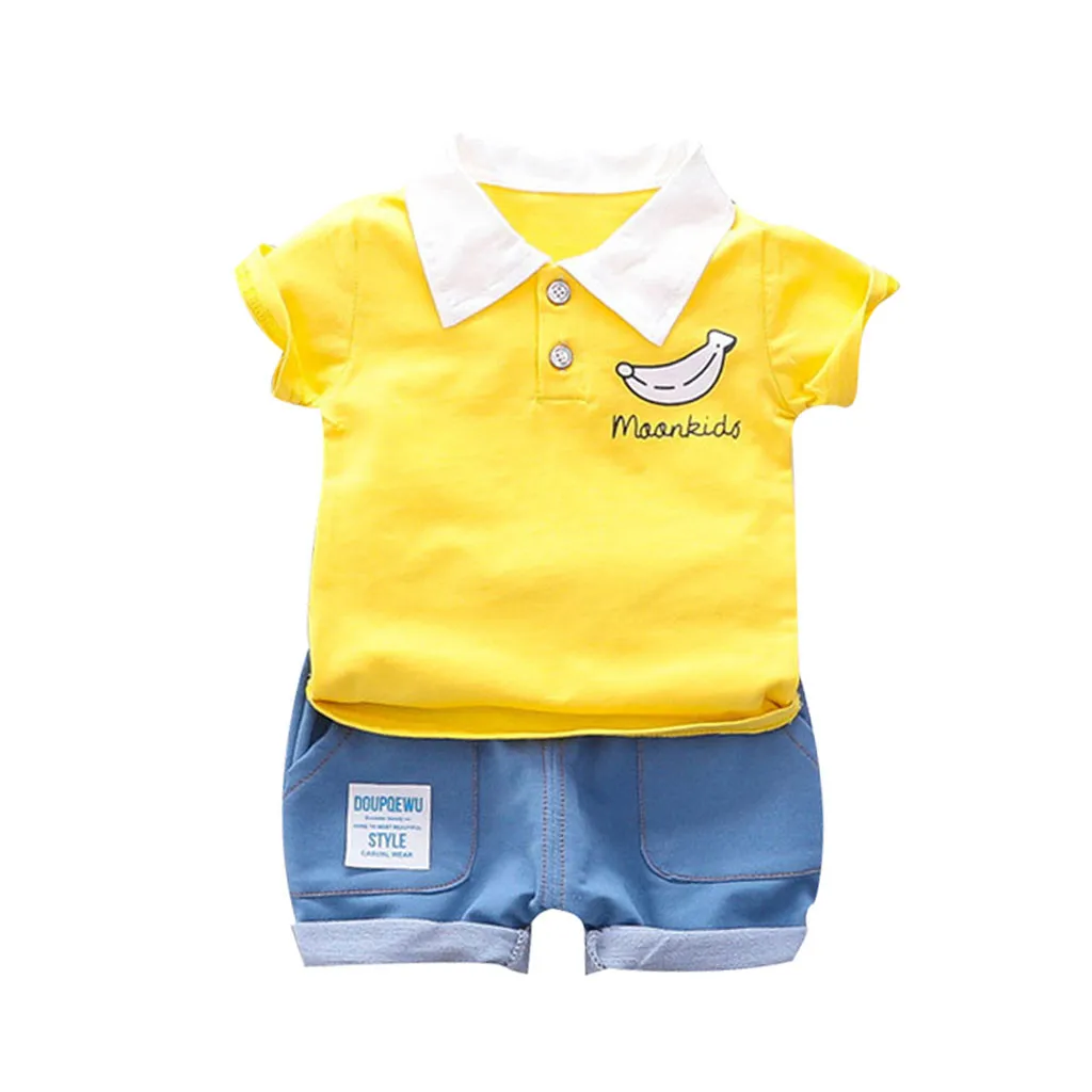 Unique Baby Boys Banana Print Collared Polo Shirt
