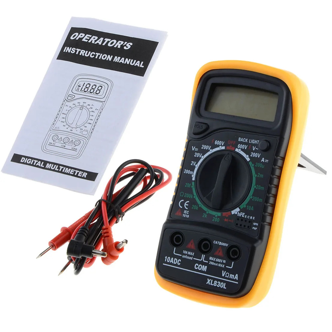 

Digital Backlight LCD Multimeter Voltmeter Ammeter Handheld XL830L AC DC OHM Volt Tester Test Current Overload Protection