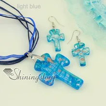 Крест блеск венецианские бусины из муранского стекла ожерелья подвески и серьги Ювелирные наборы дешевые модные ювелирные изделия