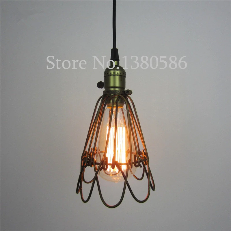 

Vintage Industrial Retro Pendant Lamp Edison Light E27 Holder Iron Restaurant Bar Counter Attic Bookstore Cage Lamp