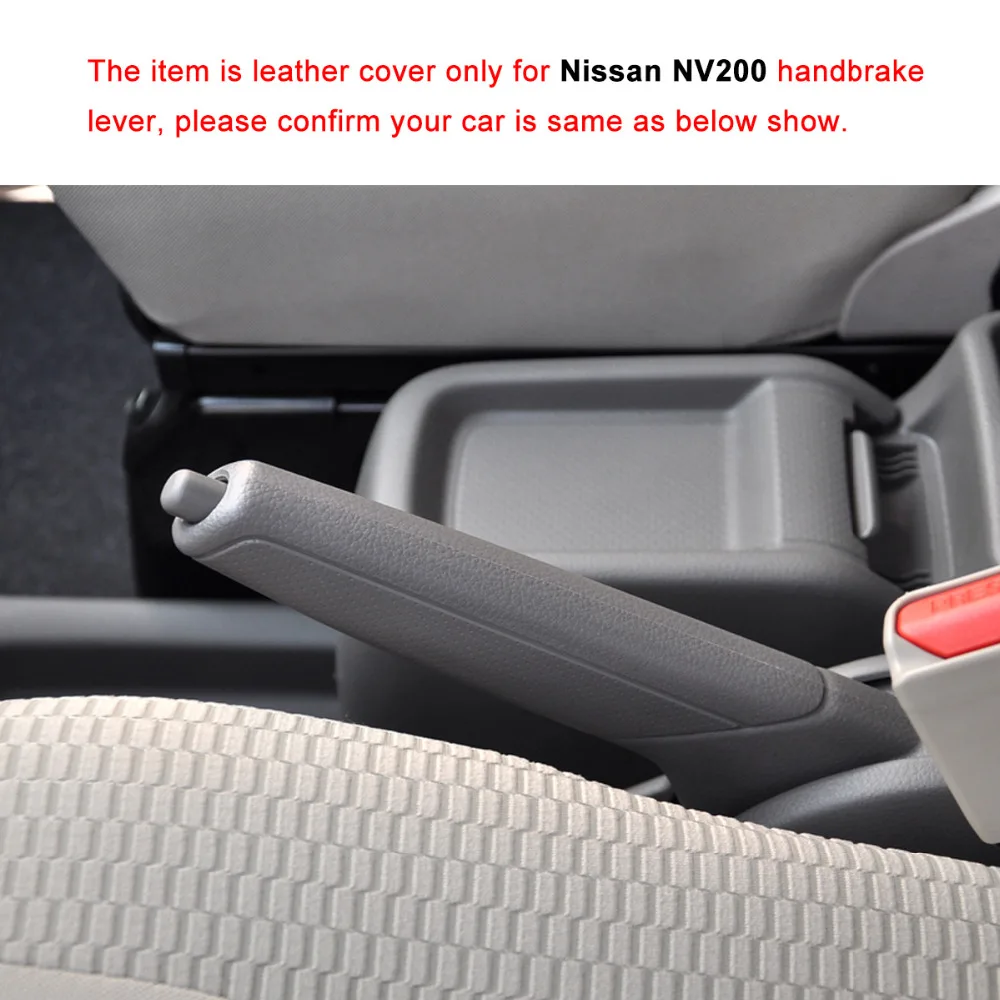 Yuji-Hong Car Handbrake Covers Case for Nissan NV200 Handbrake Cover Genuine Leather Grips Hand-stitched Black
