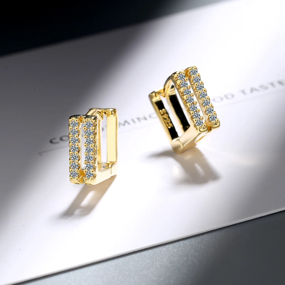 

Gold Earrings Luxury 925 sterling silver Crystal Earring For Women Korea Japan Fashion Party Jewelry 2019 New Oorbellen