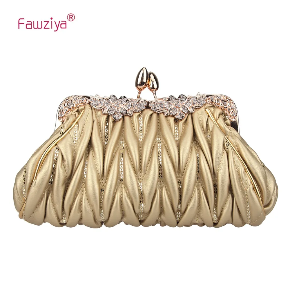 Fawziya Kiss Lock Кристальный цветок кошелек клатч Сумочка для женщин блестки вечерняя