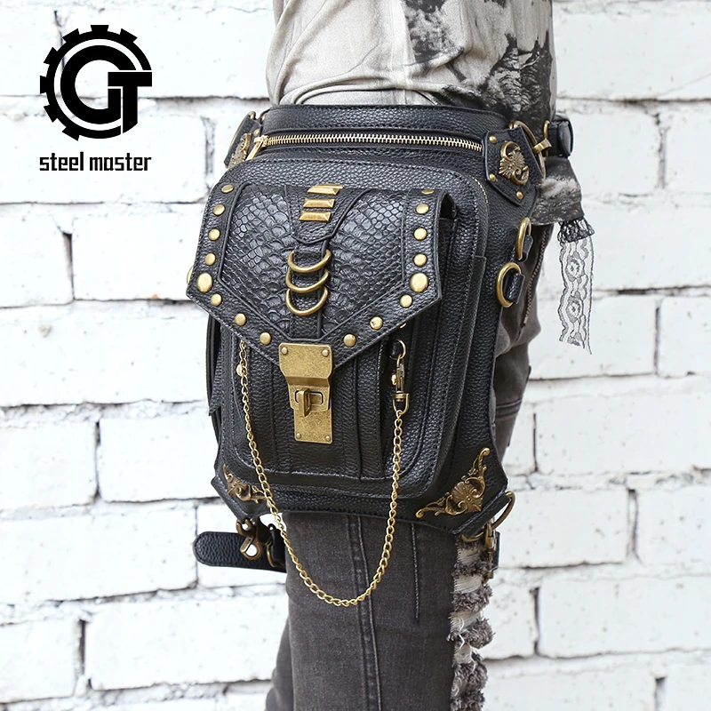 

Top Quality PU Leather New Unisex Waist Fanny Leg Bag Thigh Belt Motorcycle Ride Punk Rock Messenger Goth Pack Women Waist Bag