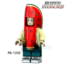 PG1233 Single Sale Red Watermelon Super Heroes Pineapple Building Block Action Figure Toy Gift For Children PG8114