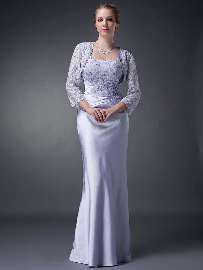 

Two Pieces Lavender Mermaid Mother Of The Bride Dresses With Lace Jackets Beaded Mother's Formal Evening Gowns Real
