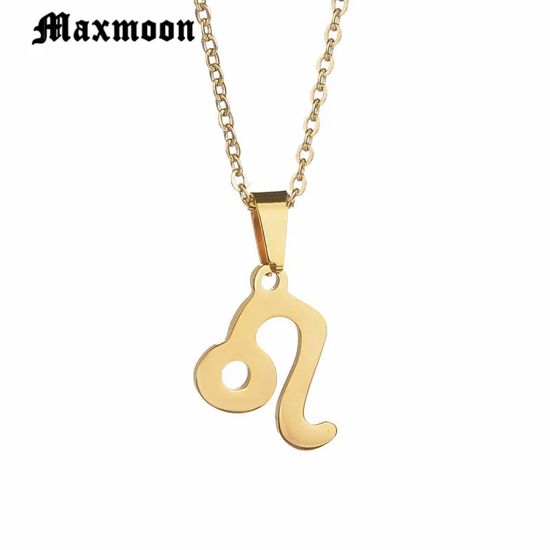 Maxmoon горячая Распродажа 12 созвездий из нержавеющей стали зодиака ожерелье с подвеской со знаком льва имя ожерелье для подарка на день рождения Bijoux