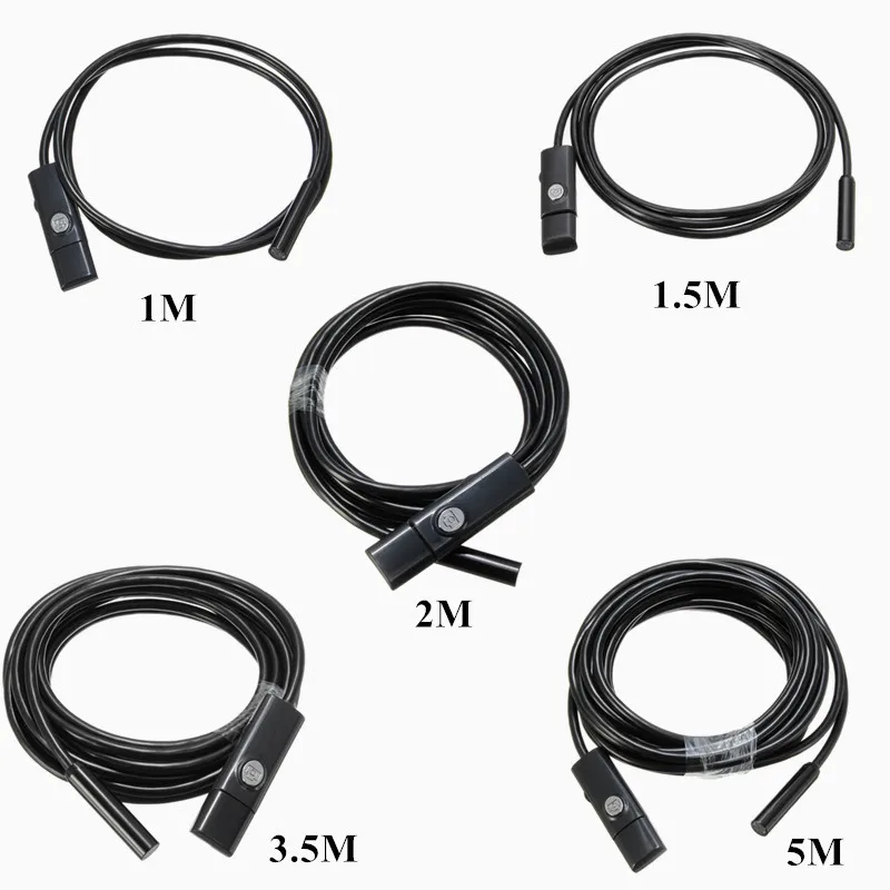 

6LED 9mm Lens USB Endoscope IP67 Waterproof Borescope Inspection Camera For Android Smart Phone PC Tablet 1m-5m Length Cable New