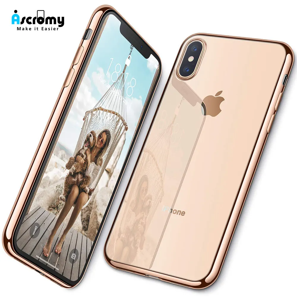 Ascromy For iPhone XS Max Case Plating Silicone Bumper Transparent Cover For iPhone X XR 8 Plus 7 6 6S 5 5S SE Coque Accessories (1)