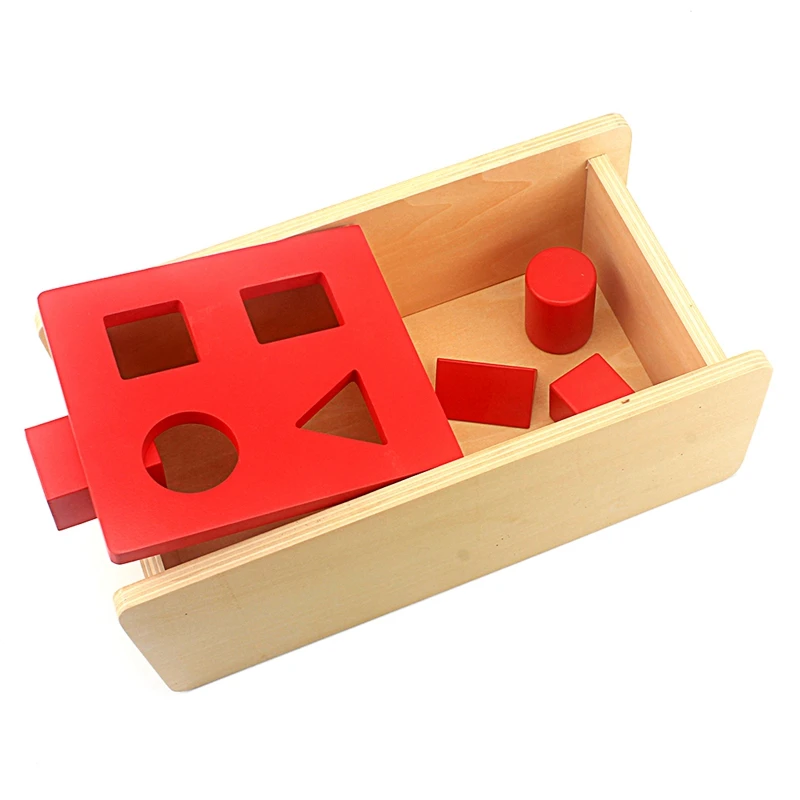 Most effective  Baby Toy Montessori Kids Imbucare Box With Flip Lid 4 Shapes Wood Learning Educational Preschool Tr