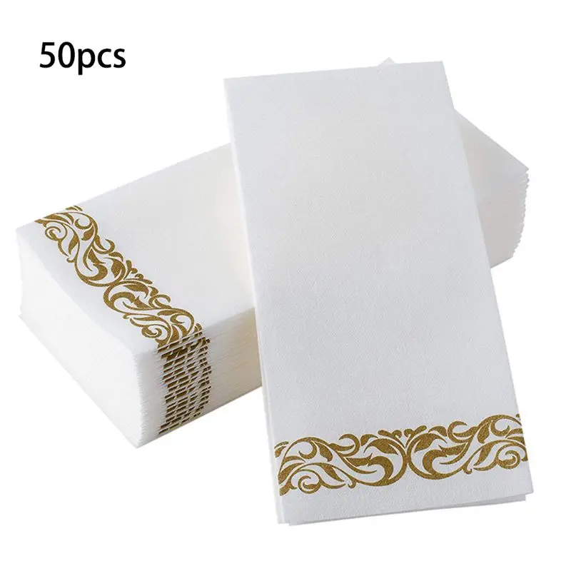 

Disposable Hand Towels & Decorative Bathroom Napkins Soft and Absorbent Linen-Feel Paper Towels for Kitchen, Parties, Dinners
