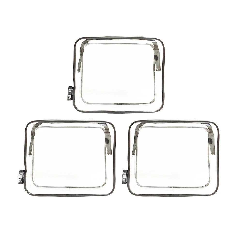 3 Pack TSA compliant Clear PVC Makeup Case Cosmetic Bag Toiletry Pouch
