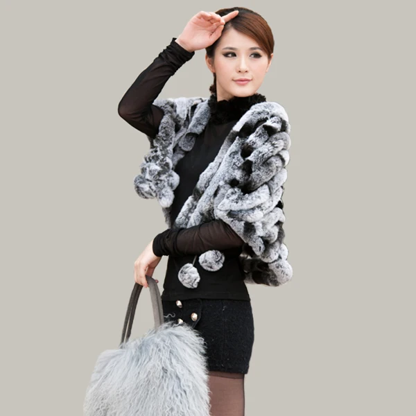 

100%Natural rex rabbit fur shawl/Real Rabbit fur scarf * free shipping* BE-12102