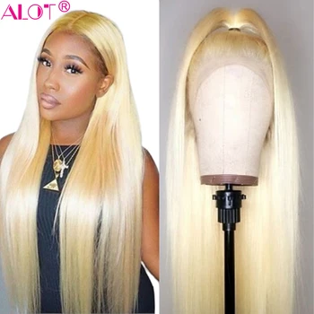 613 Blonde Lace Front Wig Brazilian Straight 13x4 Lace Front Human Hair Wigs Pre Plucked Baby Hair Remy Glueless 613 Lace Wigs 1
