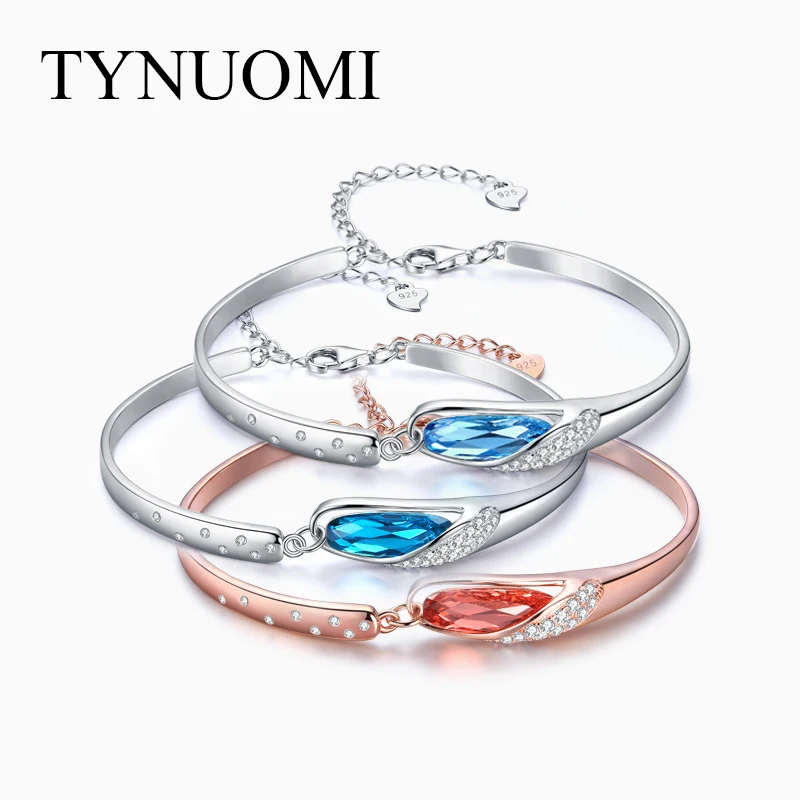 

Austrian Crystal 925 Silver Jewelry Sterling Silver Bracelet Zircon Link Chain Bracelets Female Sterling Silver Jewelry