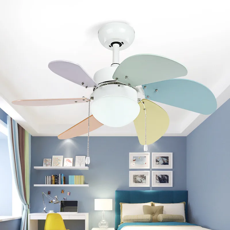 Us 142 76 14 Off 30 Inch Modern Study Led Ceiling Fan Light Concise Multicolour Bar Bedroom Fan Light Lovely Girl Kid S Room Light In Ceiling Fans