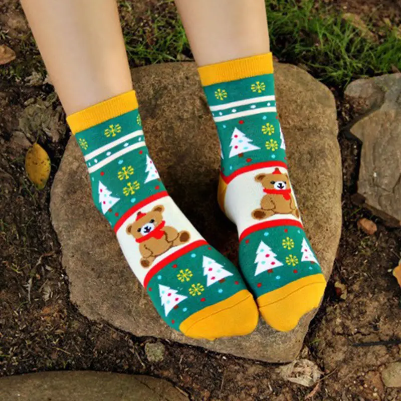 Spring and Autumn Winter Women's Korean  cartoon cotton warm in tube Christmas women's socksn High Quality Woman Socks