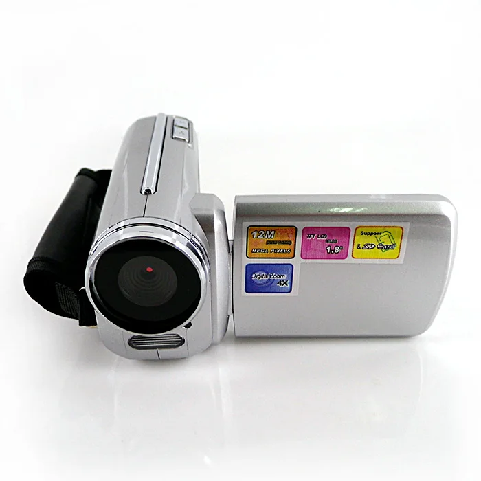 Winait Лидер продаж одноразовые Цифровая видеокамера с 1.8 ''tft дисплей, 12MP Цифровая видеокамера со светодиодной вспышкой камеры - Цвет: Серебристый
