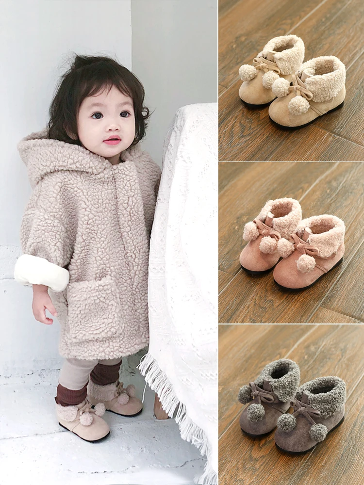 

Female baby cotton shoes 1-3 years old baby princess shoes plus velvet baby 2 winter shoes toddler shoes girls children