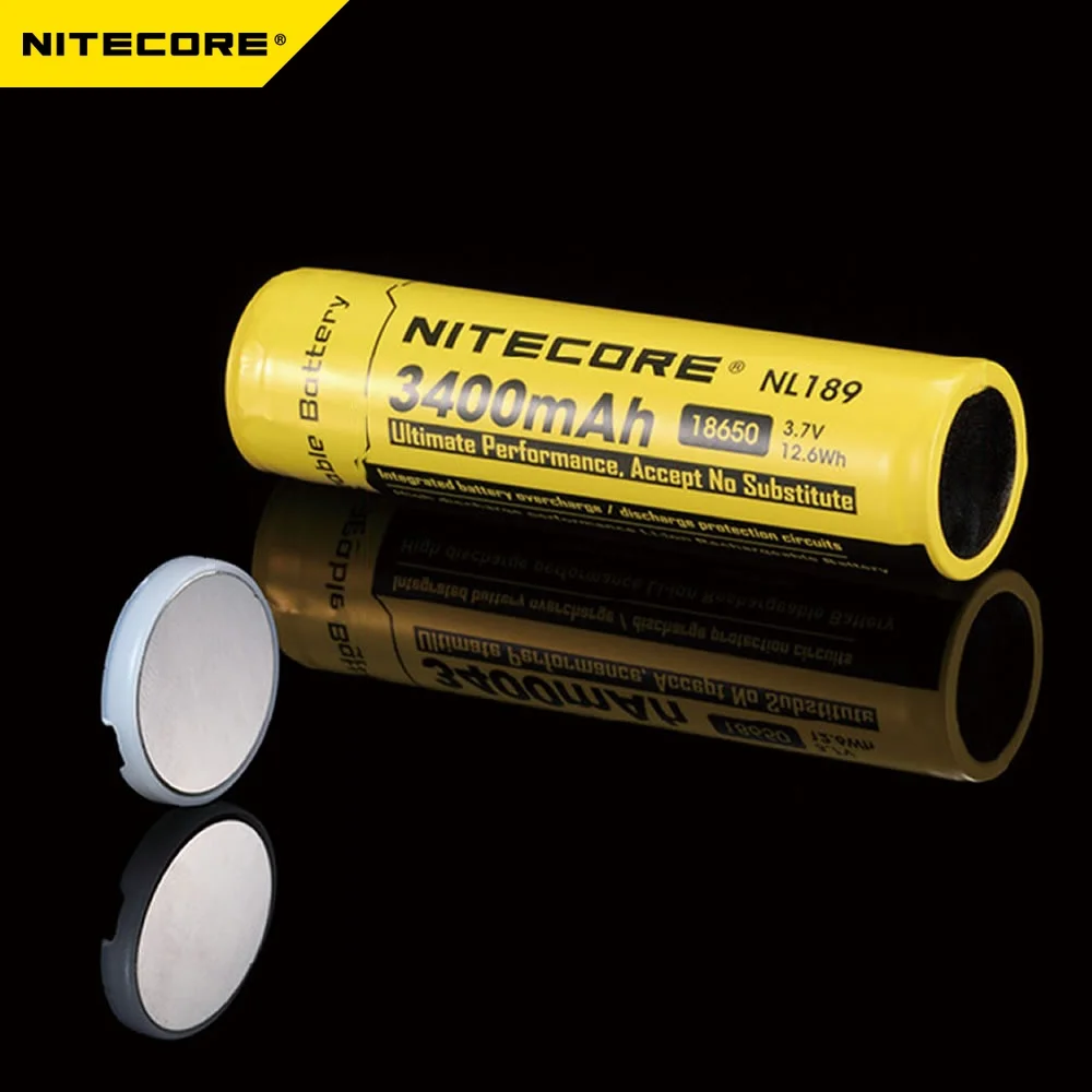 Nitecore NL189/NL1834 18650 3400 мАч 3,7 в литий-ионный аккумулятор с кнопкой сверху для всех типов фонарей 1 штука