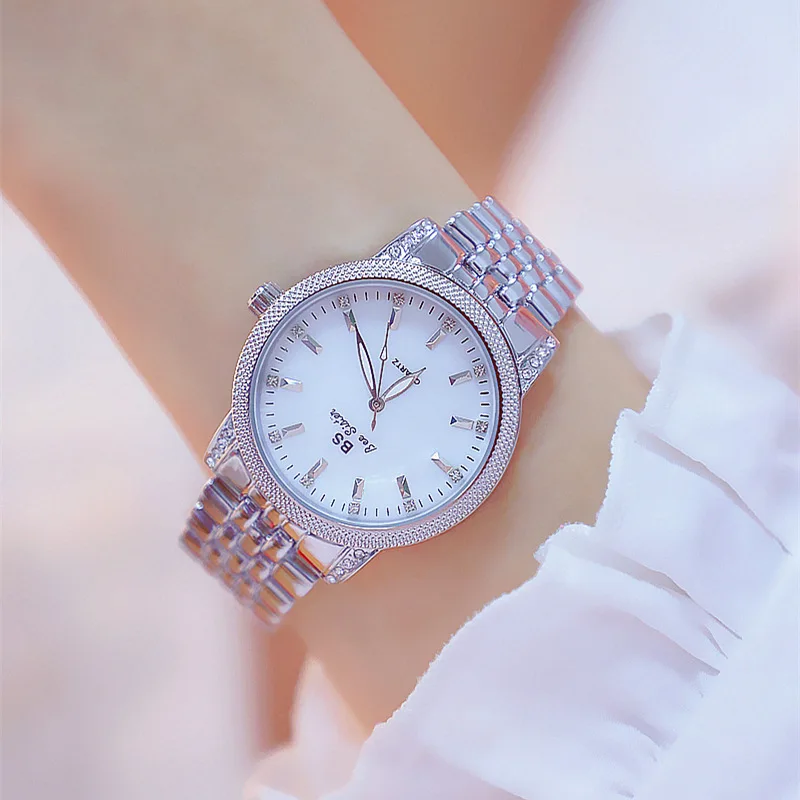 

2019 New Silver Women Watches Stainless Steel Watch Women Rhinestone Luxury Casual Quartz Wristwatch Drop Shipping Relojes Mujer