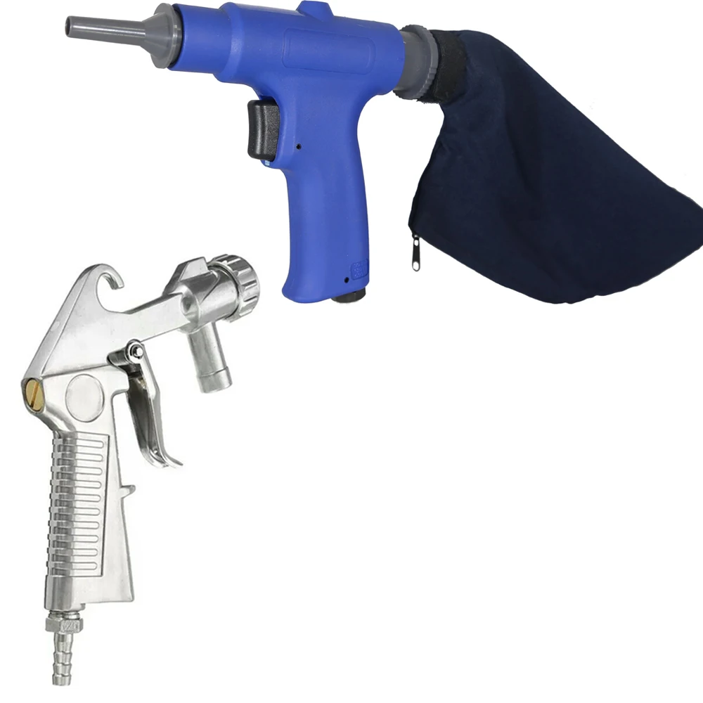 2 in 1 Portable Air Vacuum Blower Suction Gun+ Sand Blaster Set Pneumatic Cleaner Sand-blasting with Accessorries Tool