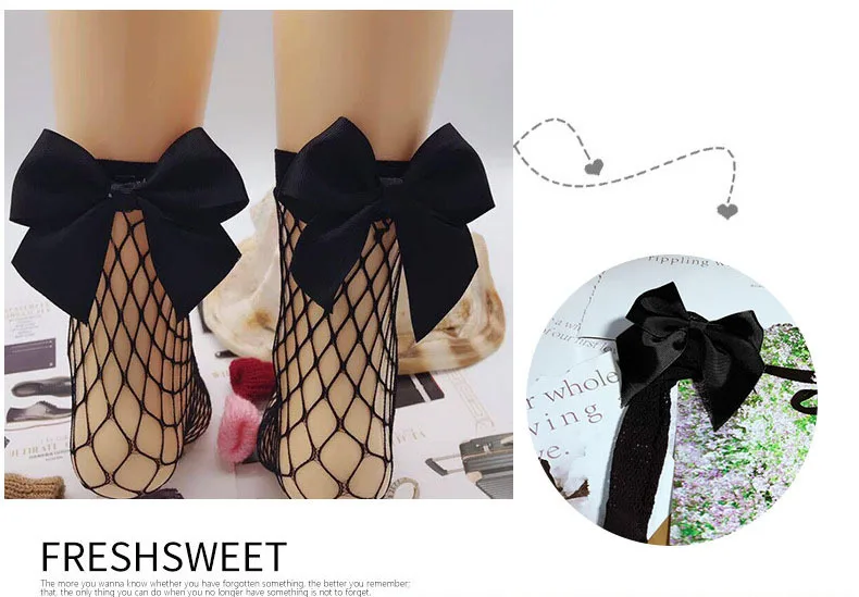 2 Pairs Chic Women's Harajuku Breathable White Bow knot Fishnet Socks.Sexy Hollow out Mesh Nets Socks Ladies Girl's Lolita Style Bow Sox3