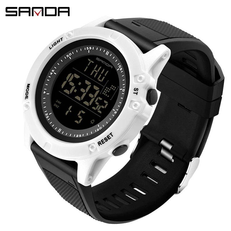 2018 SANDA Sports Men's Watches 3ATM Waterproof Dual Time Fashion Digital Watches Male Clock Chronograph Relogio Masculino 372